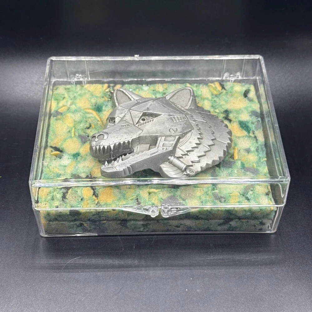 Vintage 1997 GAP Robotic Wolf Steampunk Fantasy Mechanical Sci-Fi Belt Buckle